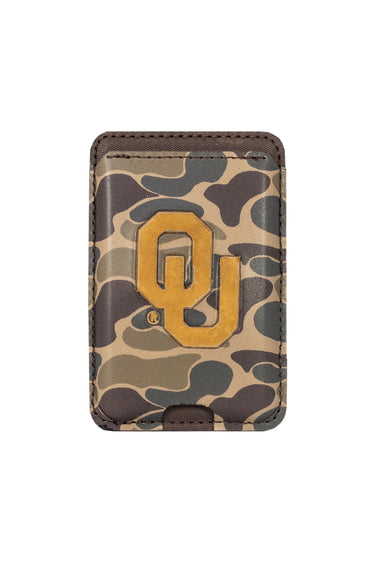 Oklahoma Sooners Magnetic Phone Card Holder – Brown Burnished Leather or Old School Camo