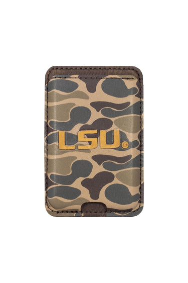 LSU Tigers Magnetic Phone Card Holder – Brown Burnished Leather or Old School Camo
