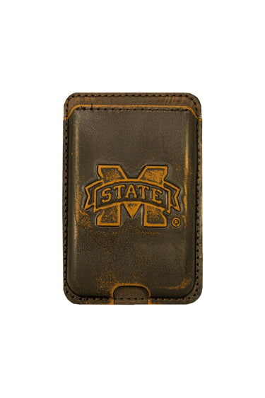 Mississippi State Bulldogs Magnetic Phone Card Holder – Brown Burnished Leather or Old School Camo