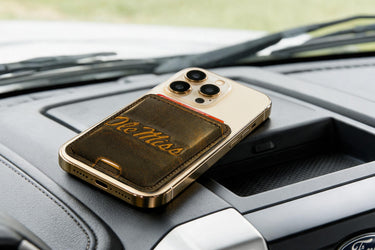 Ole Miss Rebels Magnetic Phone Card Holder – Brown Burnished Leather or Old School Camo