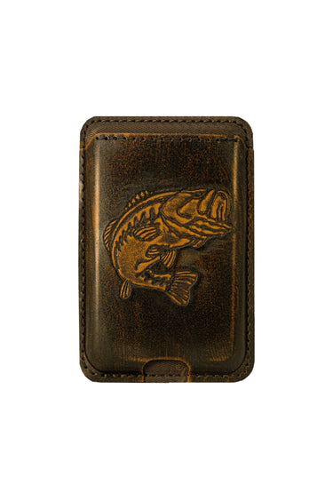 Bass Magnetic Phone Card Holder – Brown Burnished Leather or Old School Camo