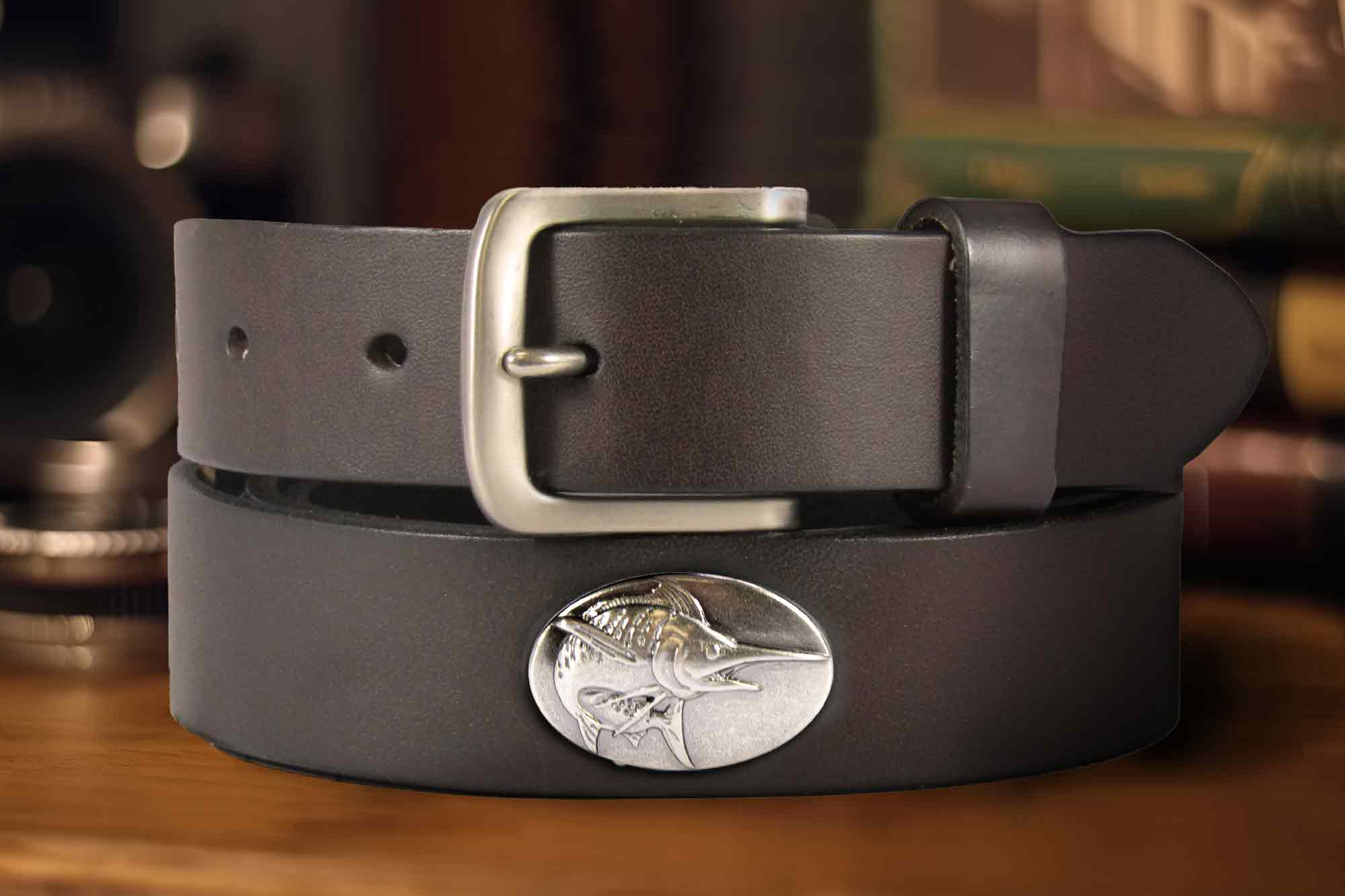 Marlin Men's Brown Leather Concho Belt