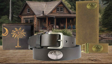 SC Palmetto Men's Brown Leather Concho Belt