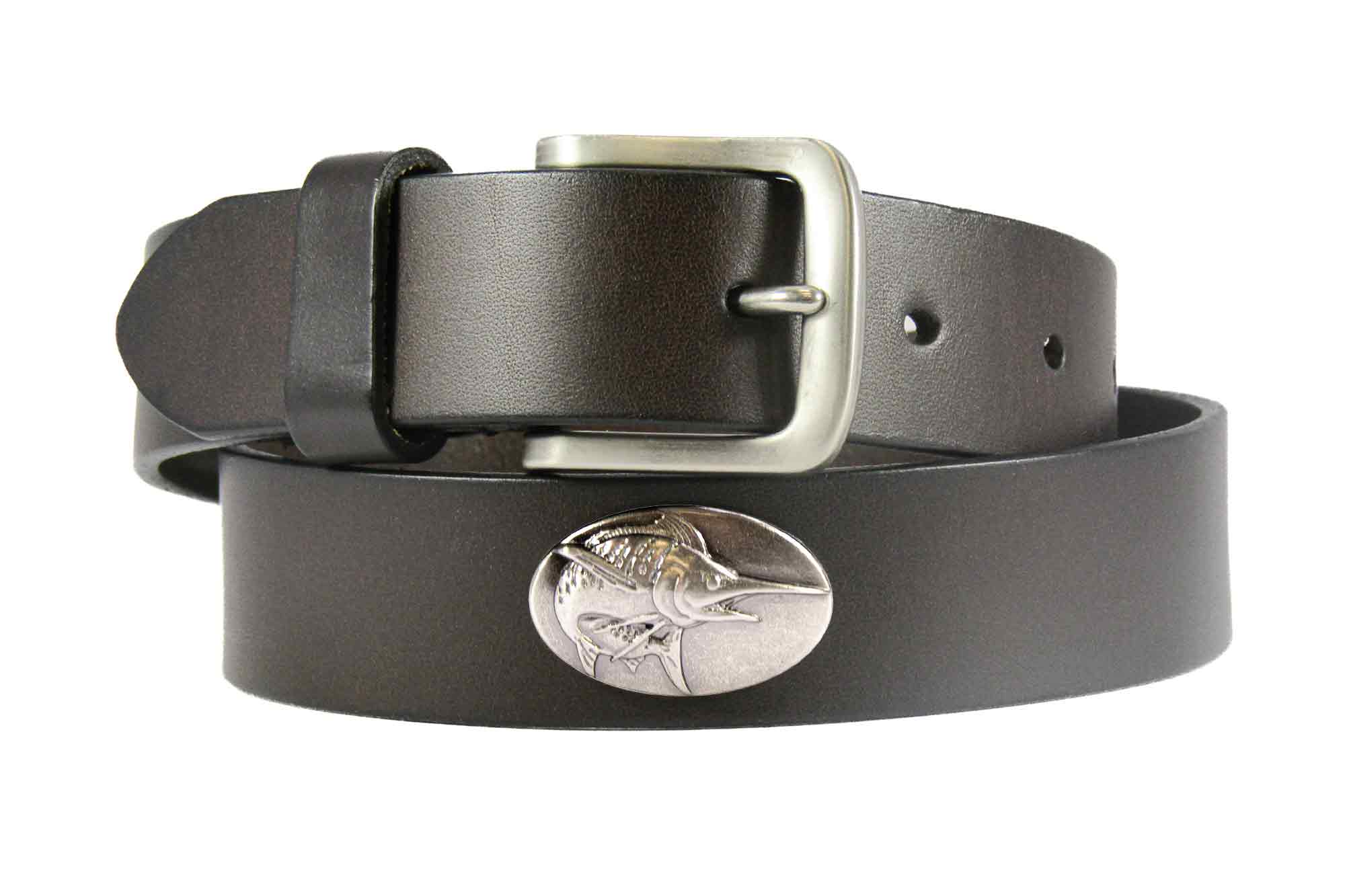 Marlin Men's Brown Leather Concho Belt