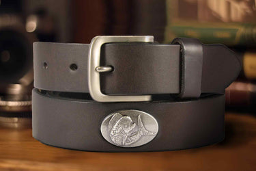 Dolphin Mahi-Mahi Men's Brown Leather Concho Belt