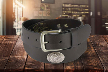 Dolphin Mahi-Mahi Men's Brown Leather Concho Belt