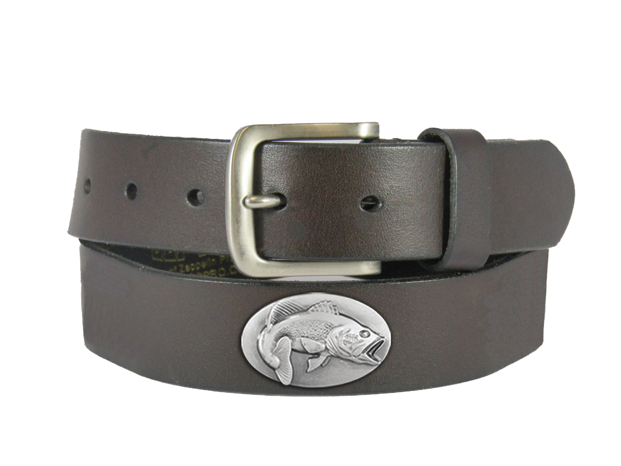 Bass Men's Brown Leather Concho Belt