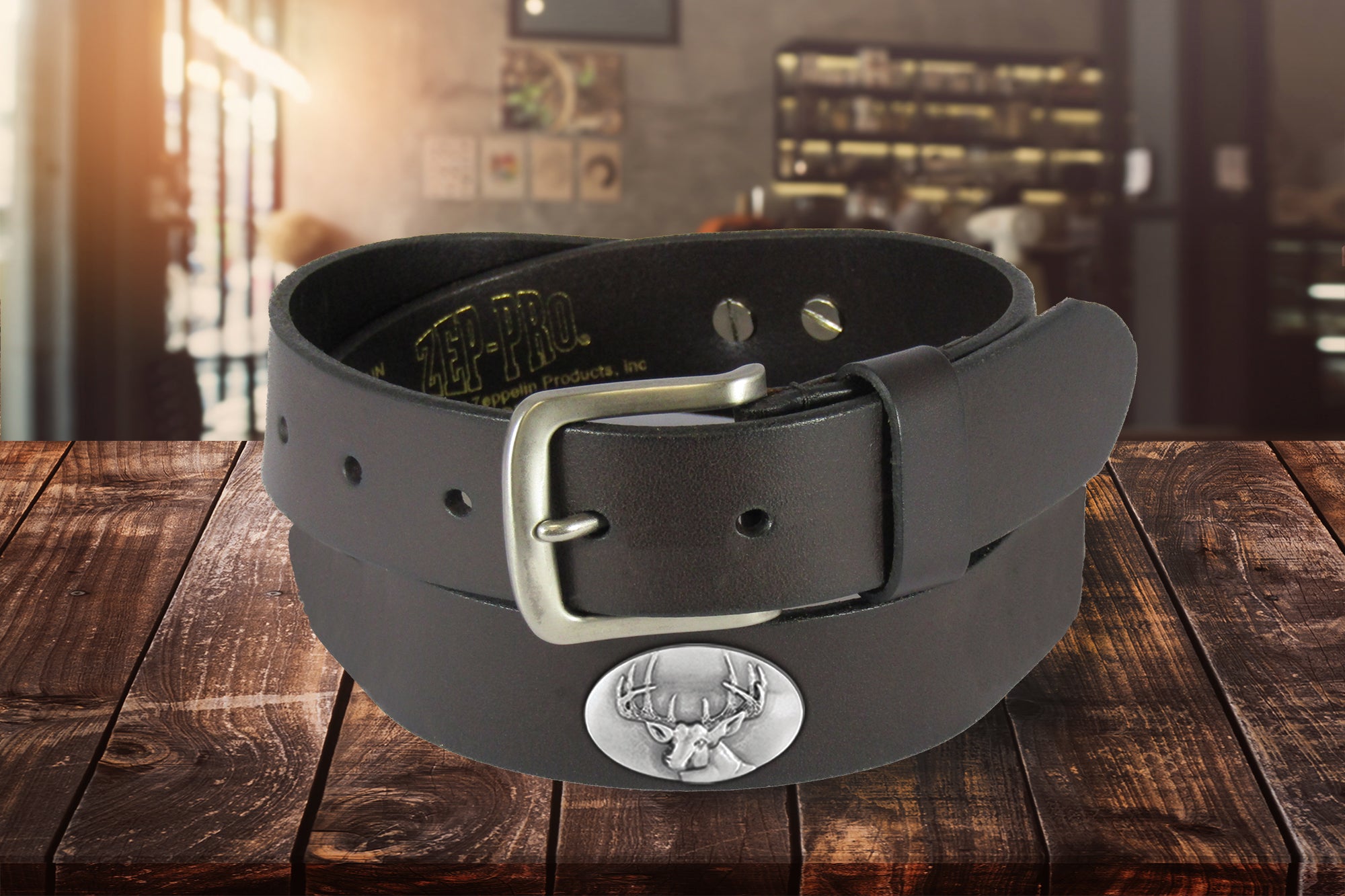 Buck Men's Brown Leather Concho Belt