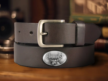 Buck Men's Brown Leather Concho Belt