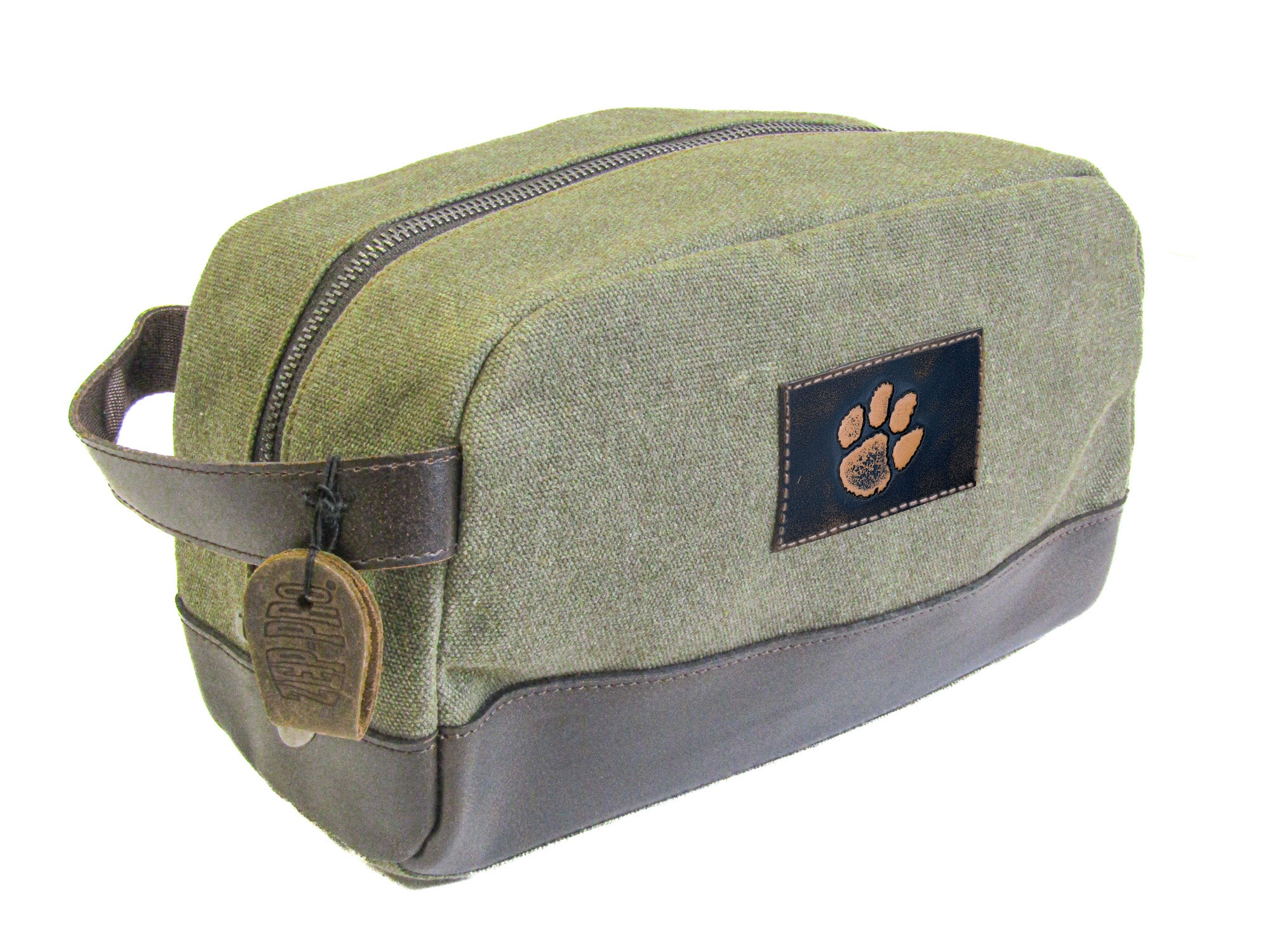 Clemson Tigers Waxed Canvas Toiletry Dopp Bag