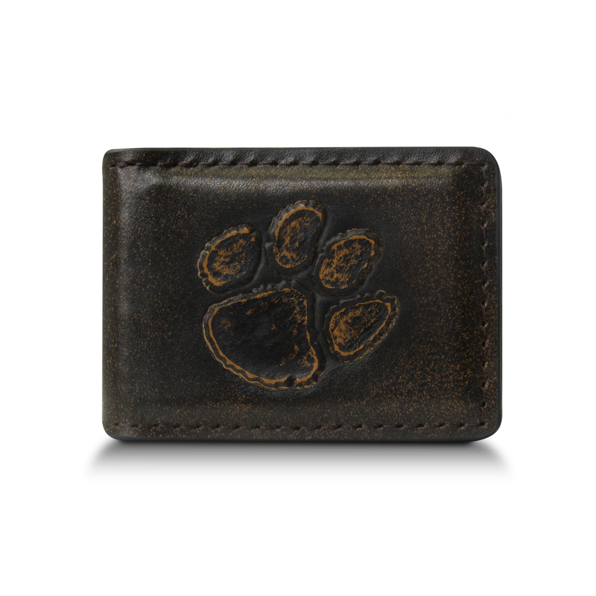 Clemson Tigers Burnished Leather Money Clip