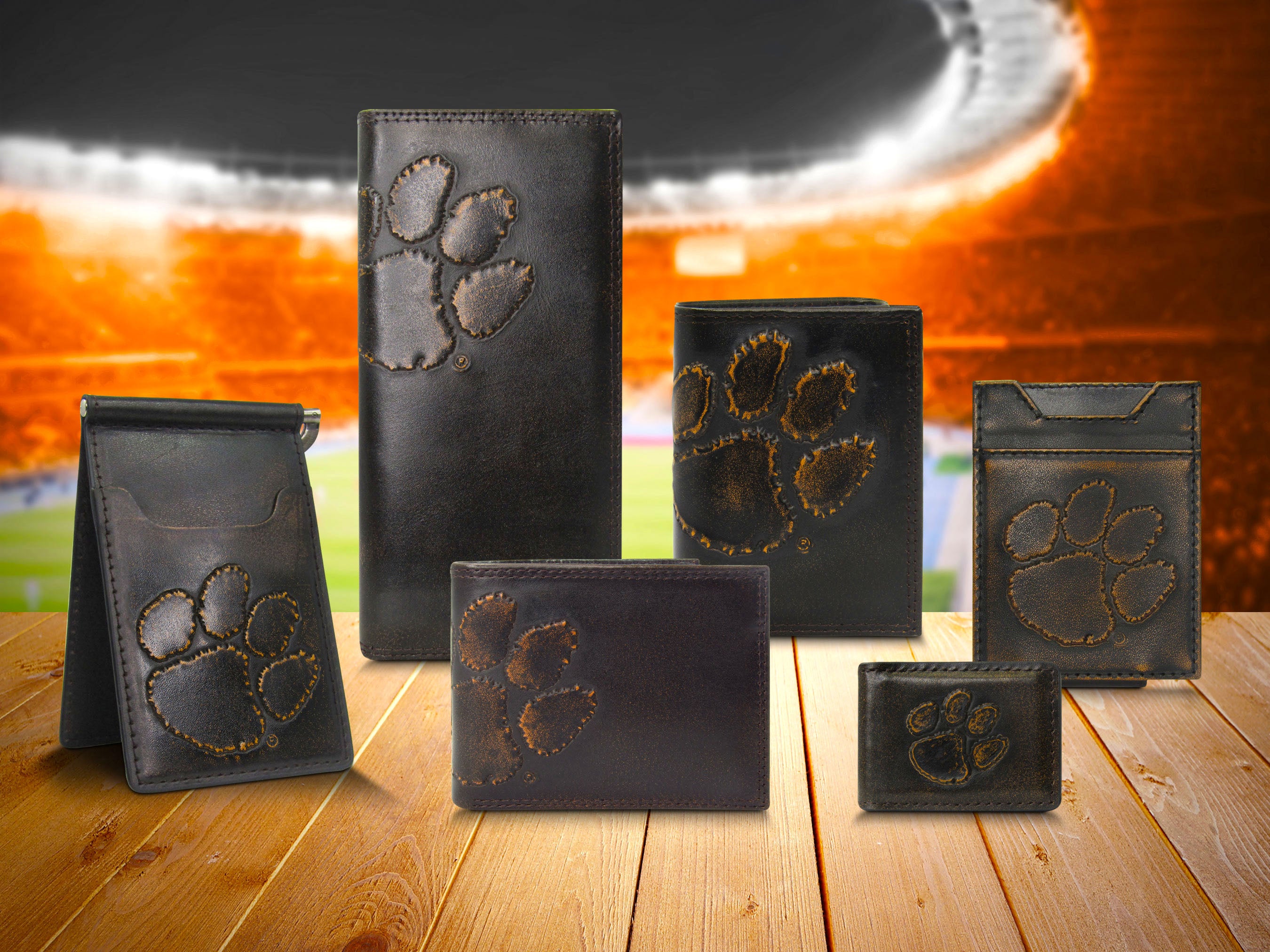 Clemson Tigers Burnished Leather Magnetic Front Pocket Wallet