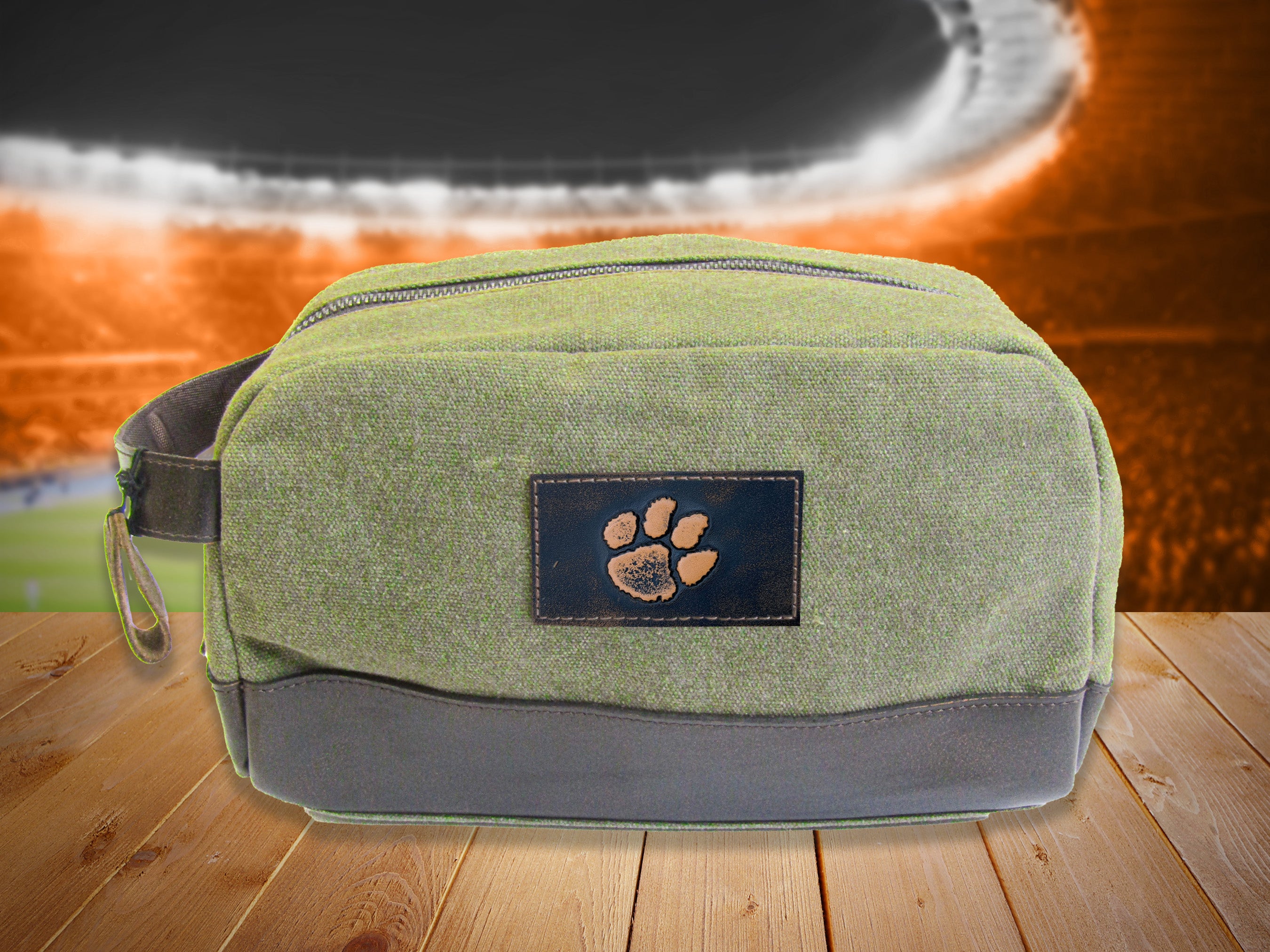 Clemson Tigers Waxed Canvas Toiletry Dopp Bag