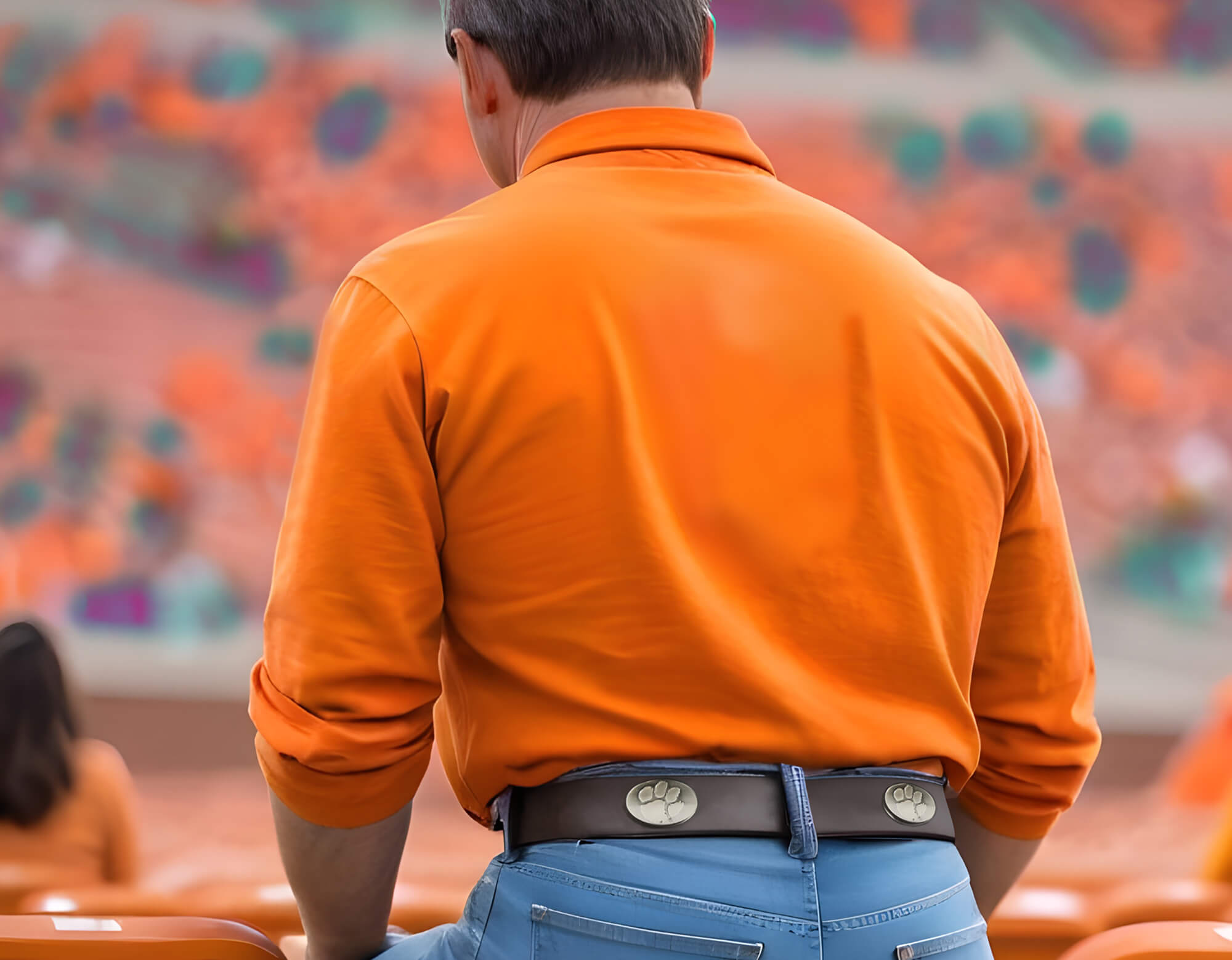 Clemson Tigers Men's Collegiate Brown Leather Concho Belt.