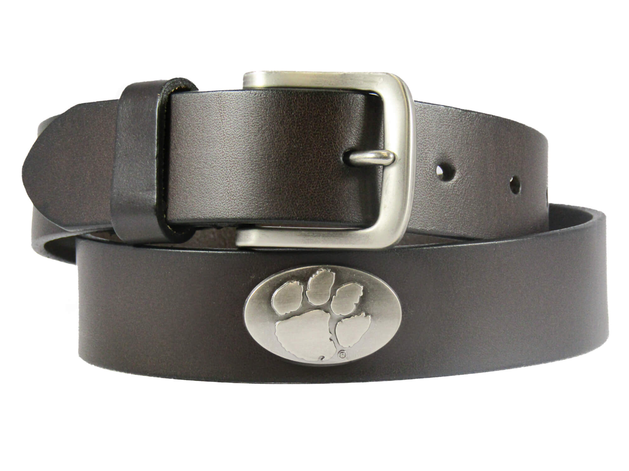 Clemson Tigers Men's Collegiate Brown Leather Concho Belt.