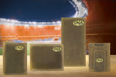 Clemson Tigers Vintage Tan Leather Secretary Wallet