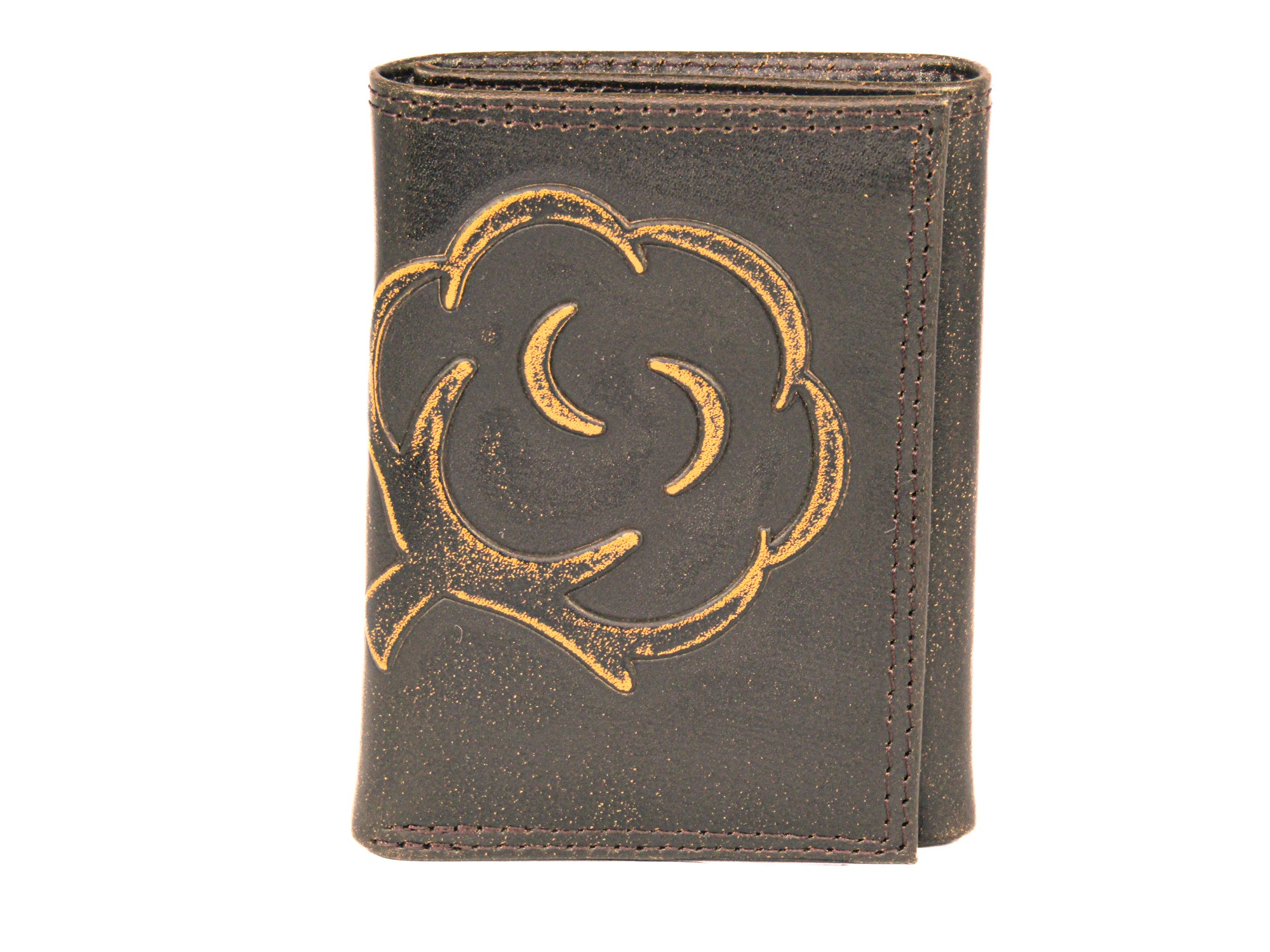 Cotton Boll Burnished Leather Trifold Wallet