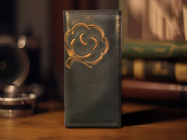 Cotton Boll Burnished Leather Secretary Wallet