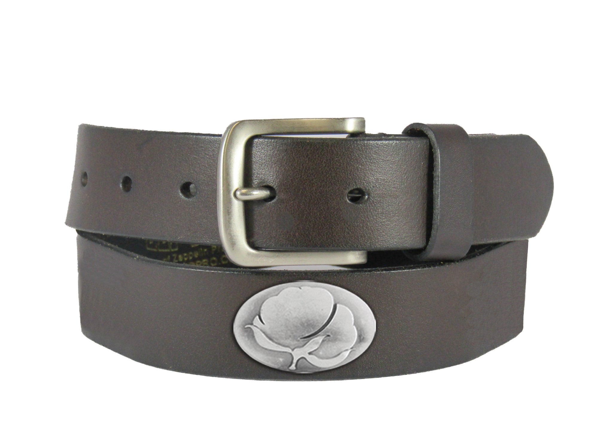 Cotton Boll Men's Brown Leather Concho Belt