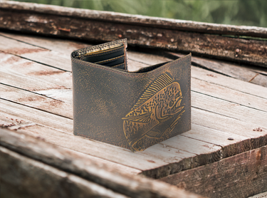 Dolphin Mahi-Mahi Burnished Leather Trifold Wallet