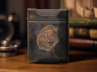 Dolphin Mahi-Mahi Burnished Leather Magnetic Front Pocket Wallet
