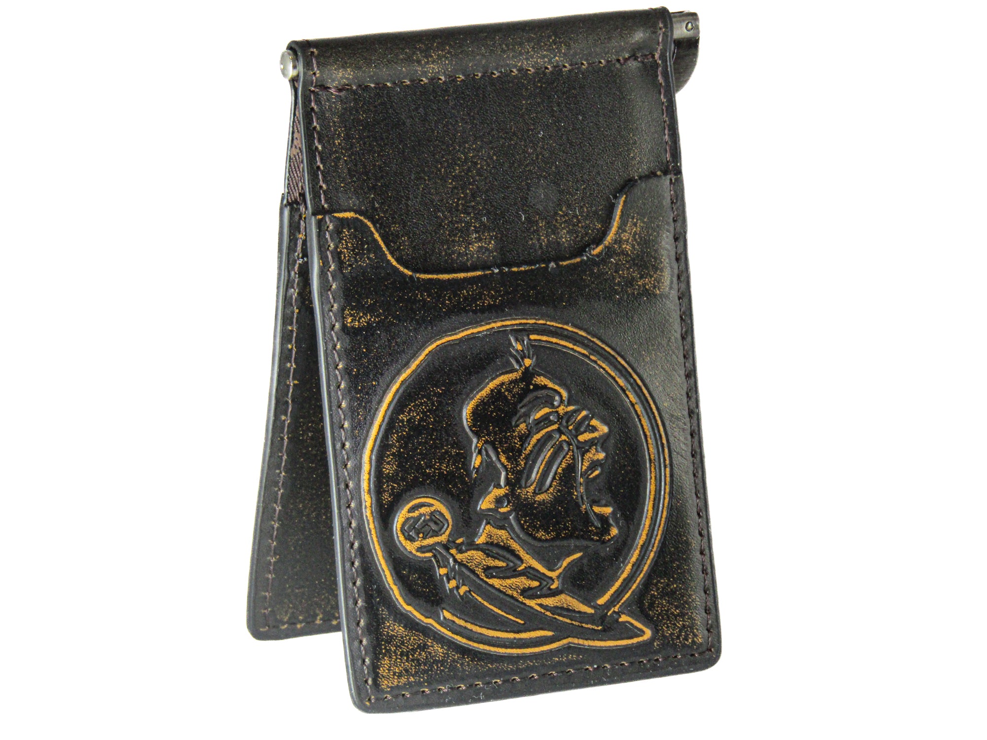 Florida State Seminoles Burnished Leather Front Pocket Clip Wallet