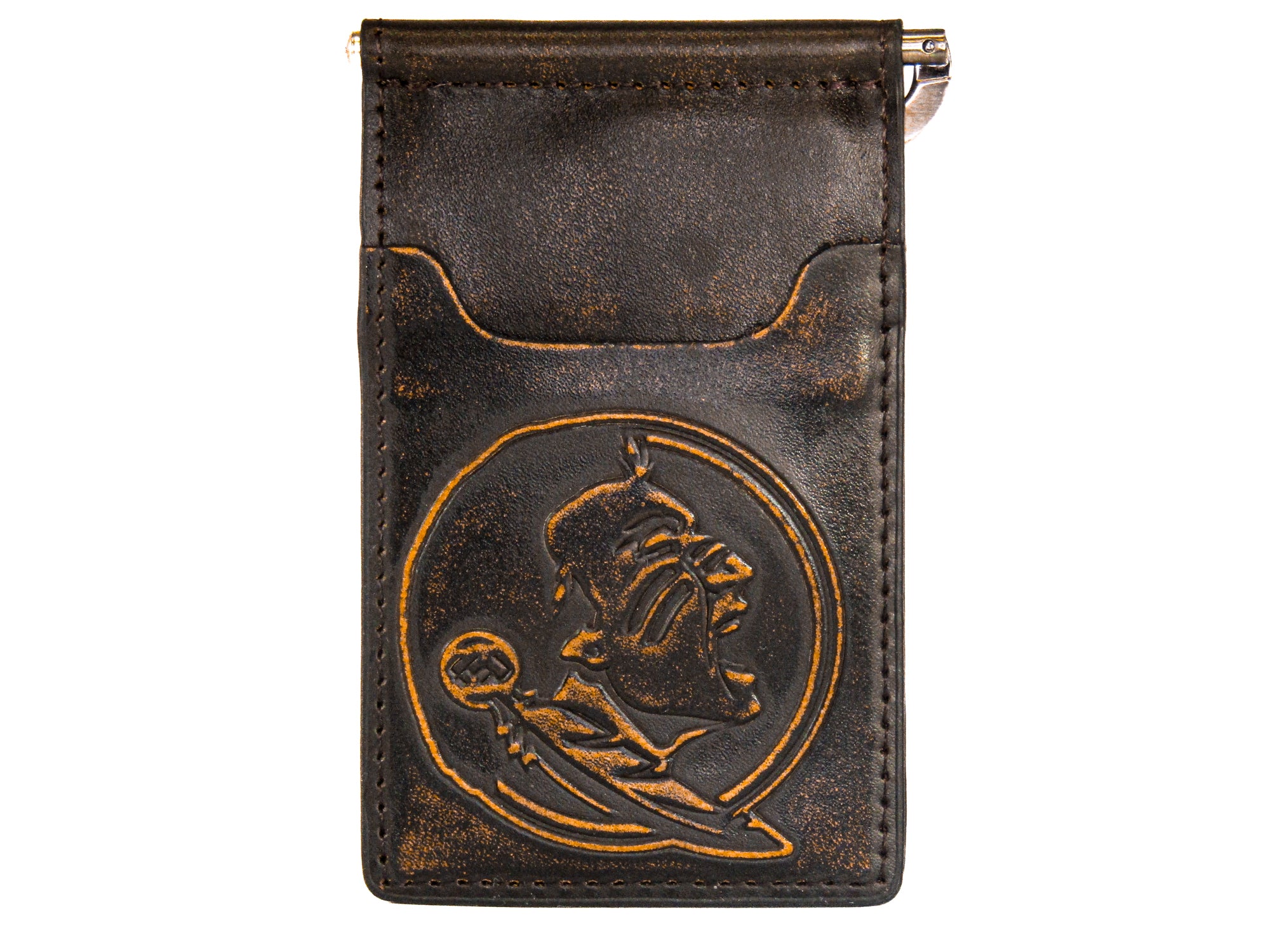 Florida State Seminoles Burnished Leather Front Pocket Clip Wallet