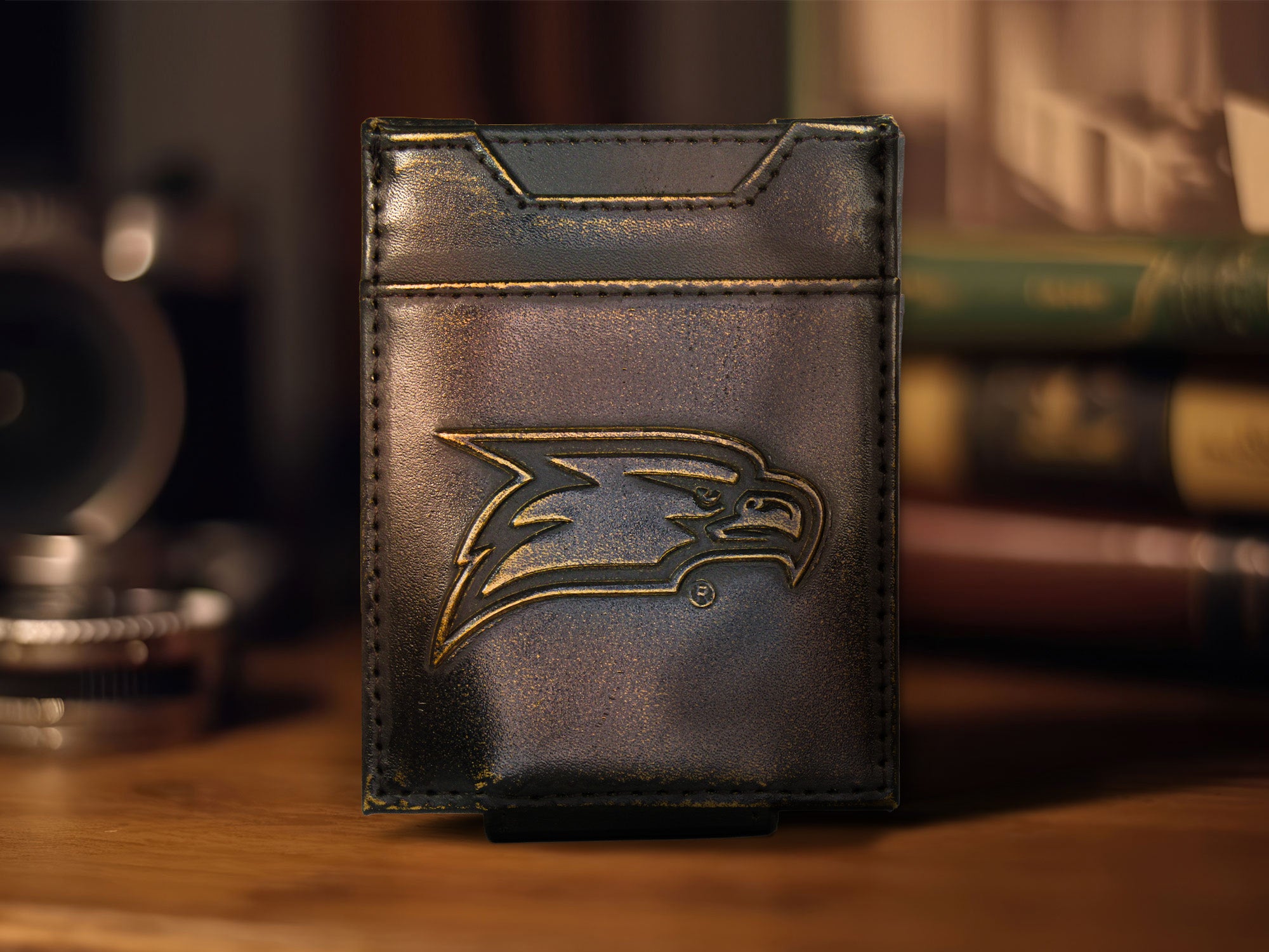 Georgia Southern Eagles Burnished Leather Magnetic Front Pocket Wallet