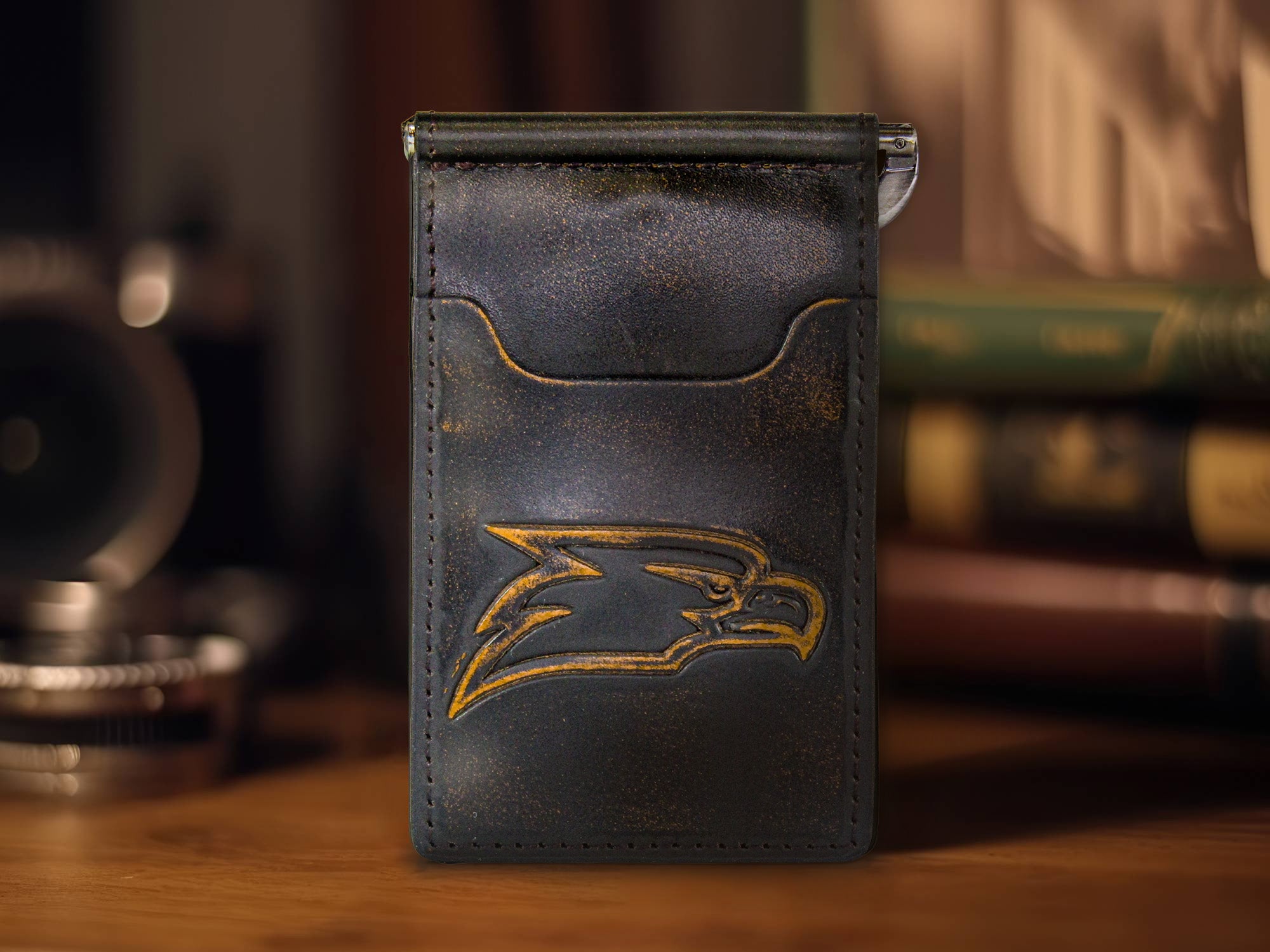 Georgia Southern Eagles Burnished Leather Front Pocket Clip Wallet