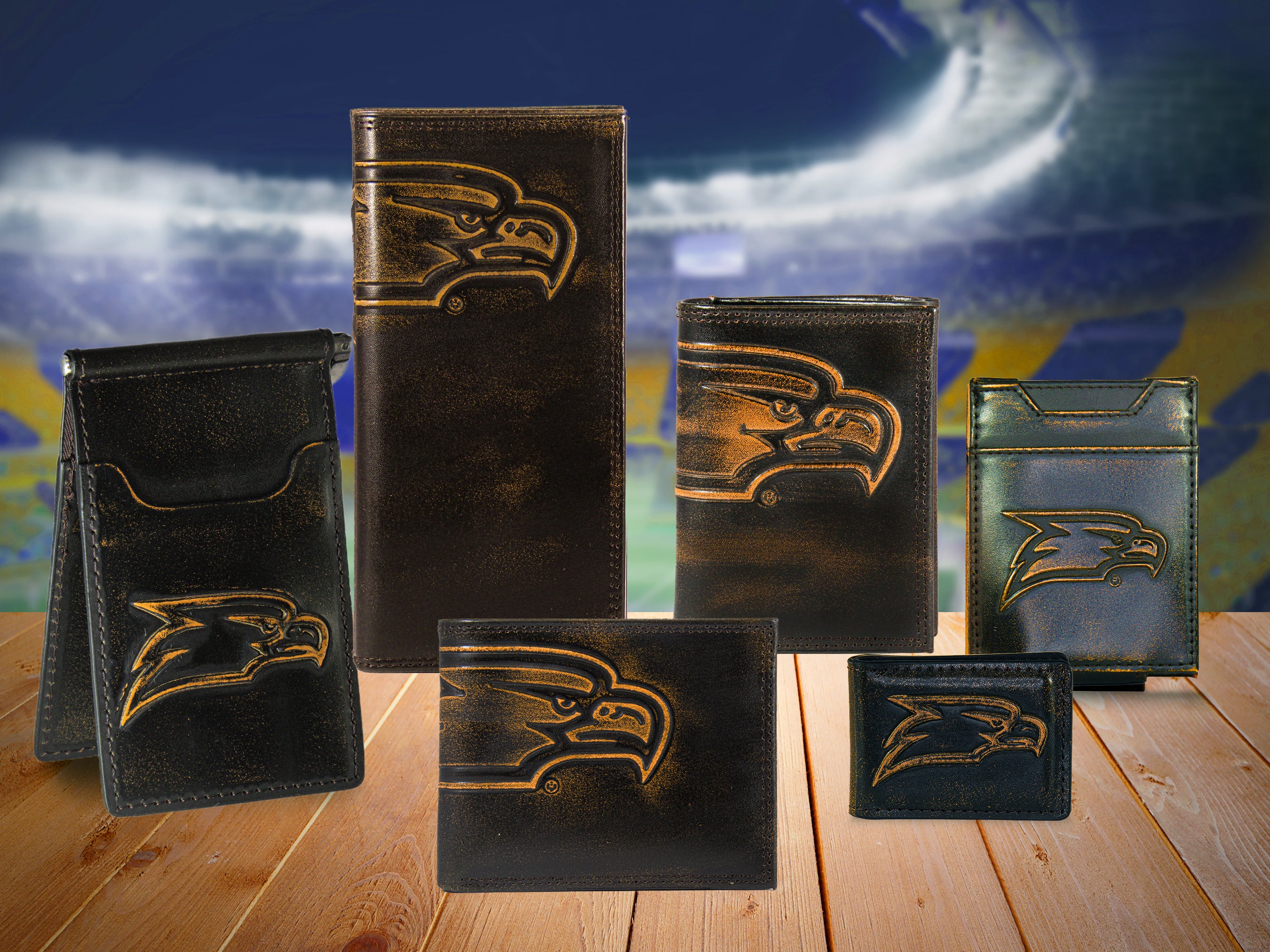 Georgia Southern Eagles Burnished Leather Magnetic Front Pocket Wallet