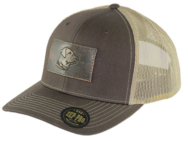 Lab Hand Burnished Full Grain Leather Patch Richardson 112 Snapback Trucker Hat