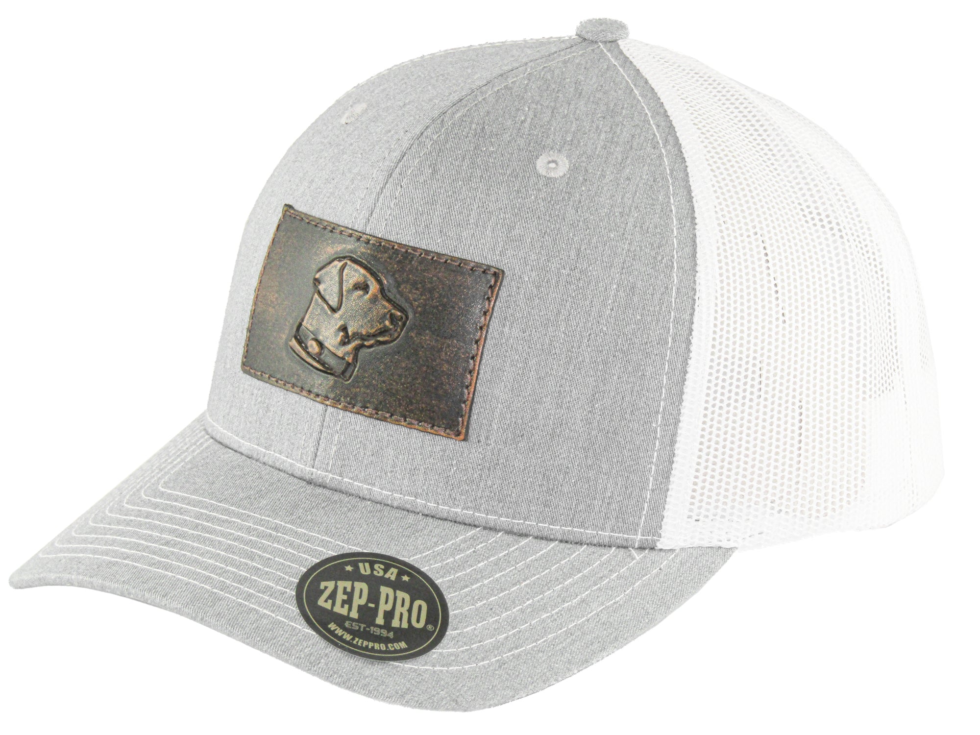 Lab Hand Burnished Full Grain Leather Patch Richardson 112 Snapback Trucker Hat