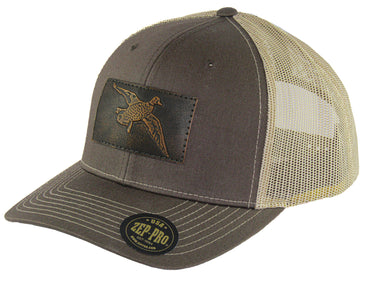 Mallard Hand Burnished Full Grain Leather Patch Richardson 112 Snapback Trucker Hat