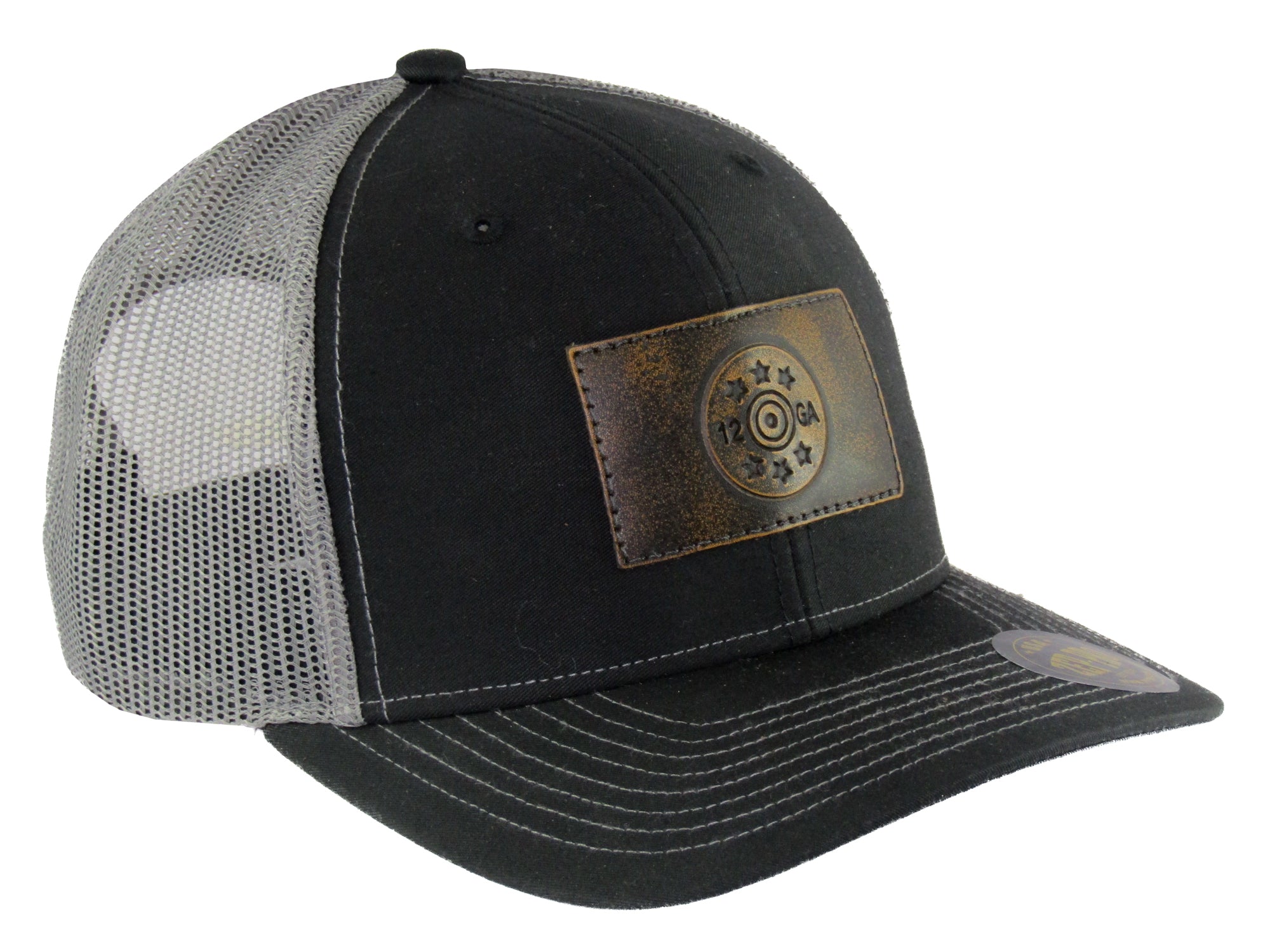 Shotshell Hand Burnished Full Grain Leather Patch Richardson 112 Snapback Trucker Hat