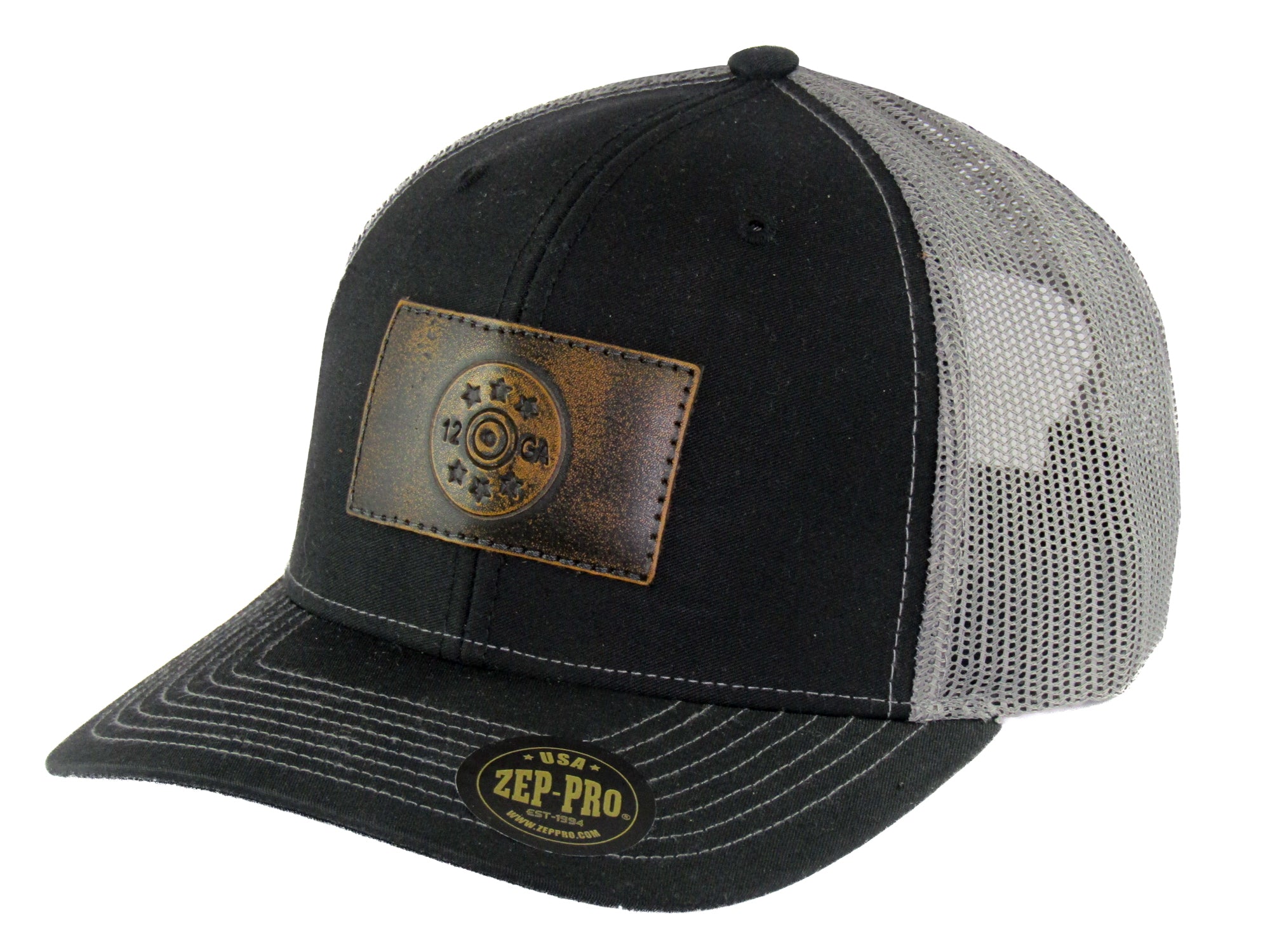 Shotshell Hand Burnished Full Grain Leather Patch Richardson 112 Snapback Trucker Hat