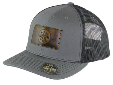 Shotshell Hand Burnished Full Grain Leather Patch Richardson 112 Snapback Trucker Hat