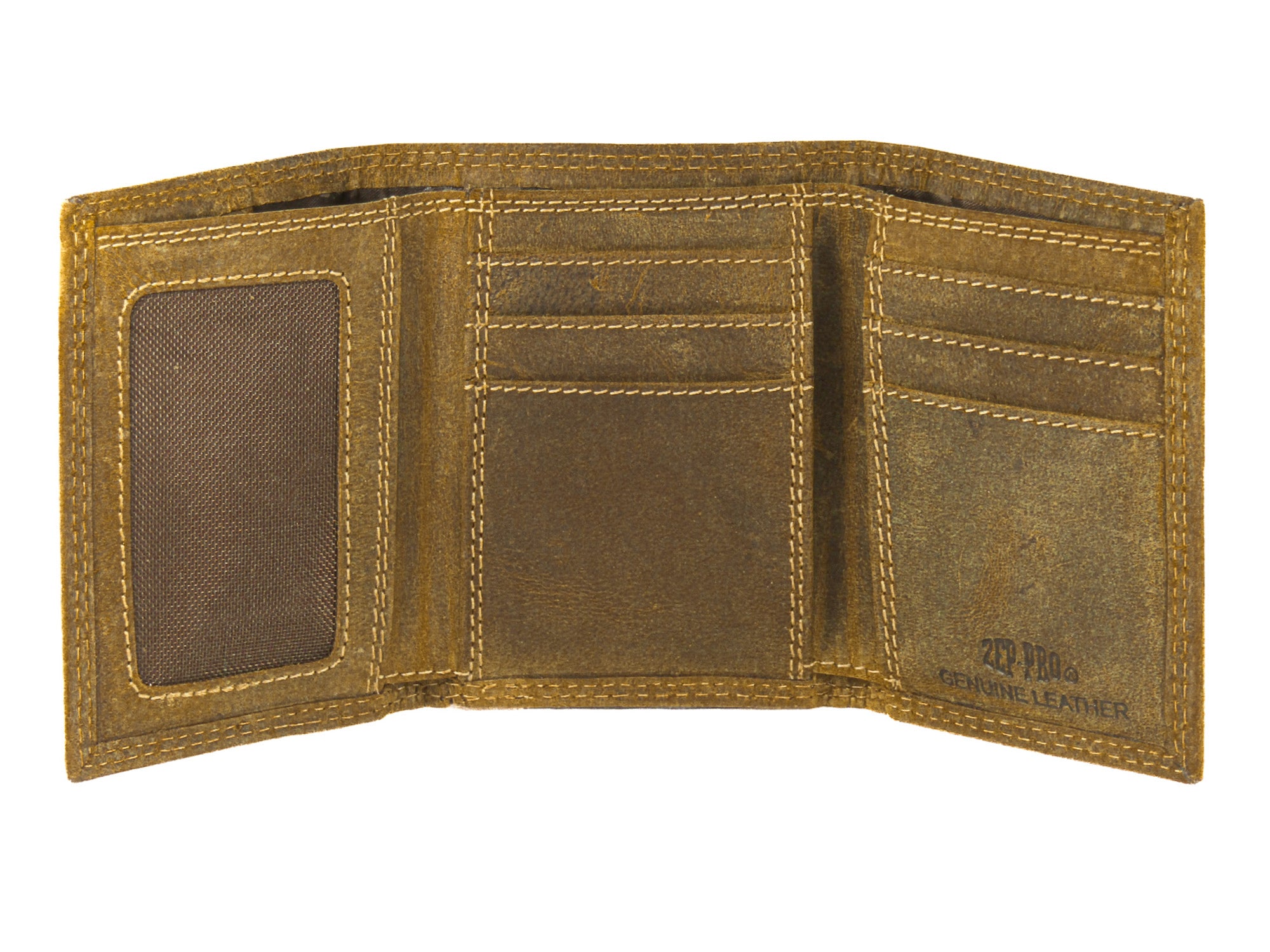 Ole Miss Rebels Vintage Tan Leather Trifold Wallet