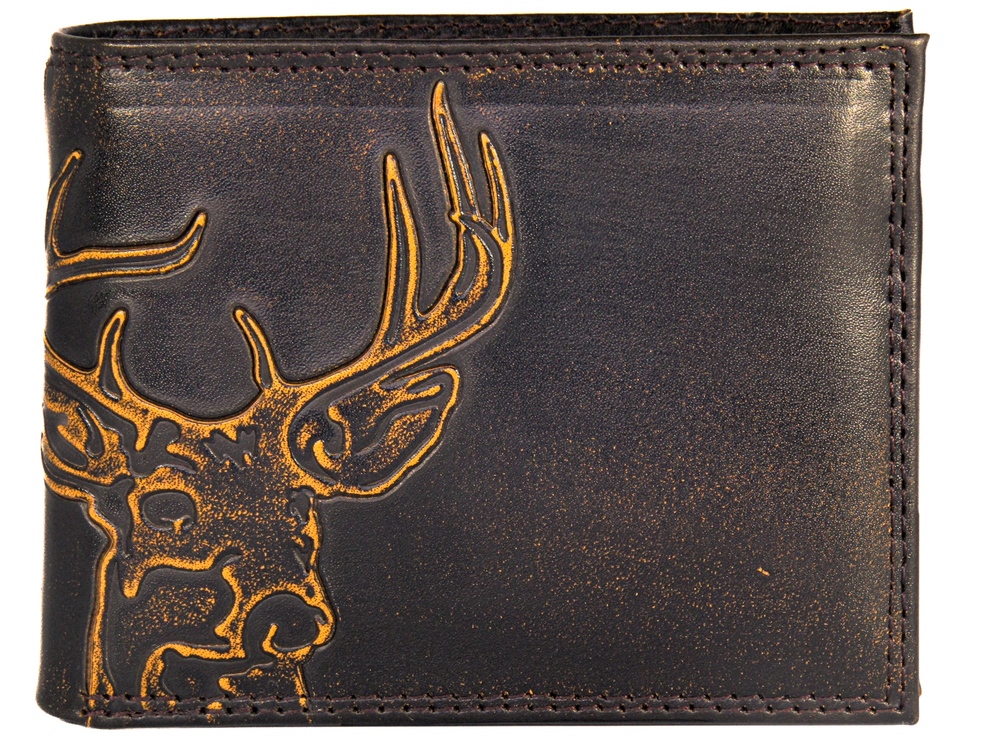 Buck Burnished Leather Bifold Wallet