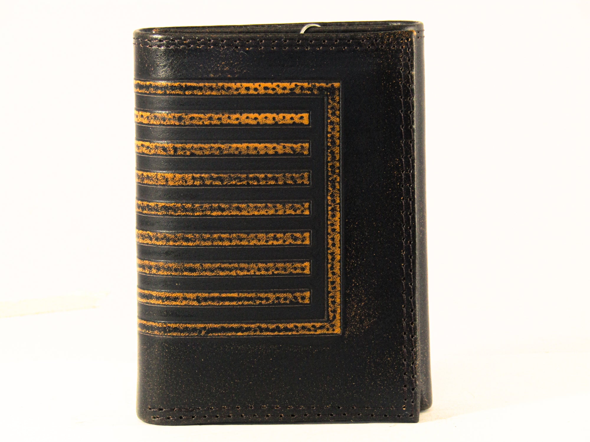 American Flag Burnished Leather Trifold Wallet