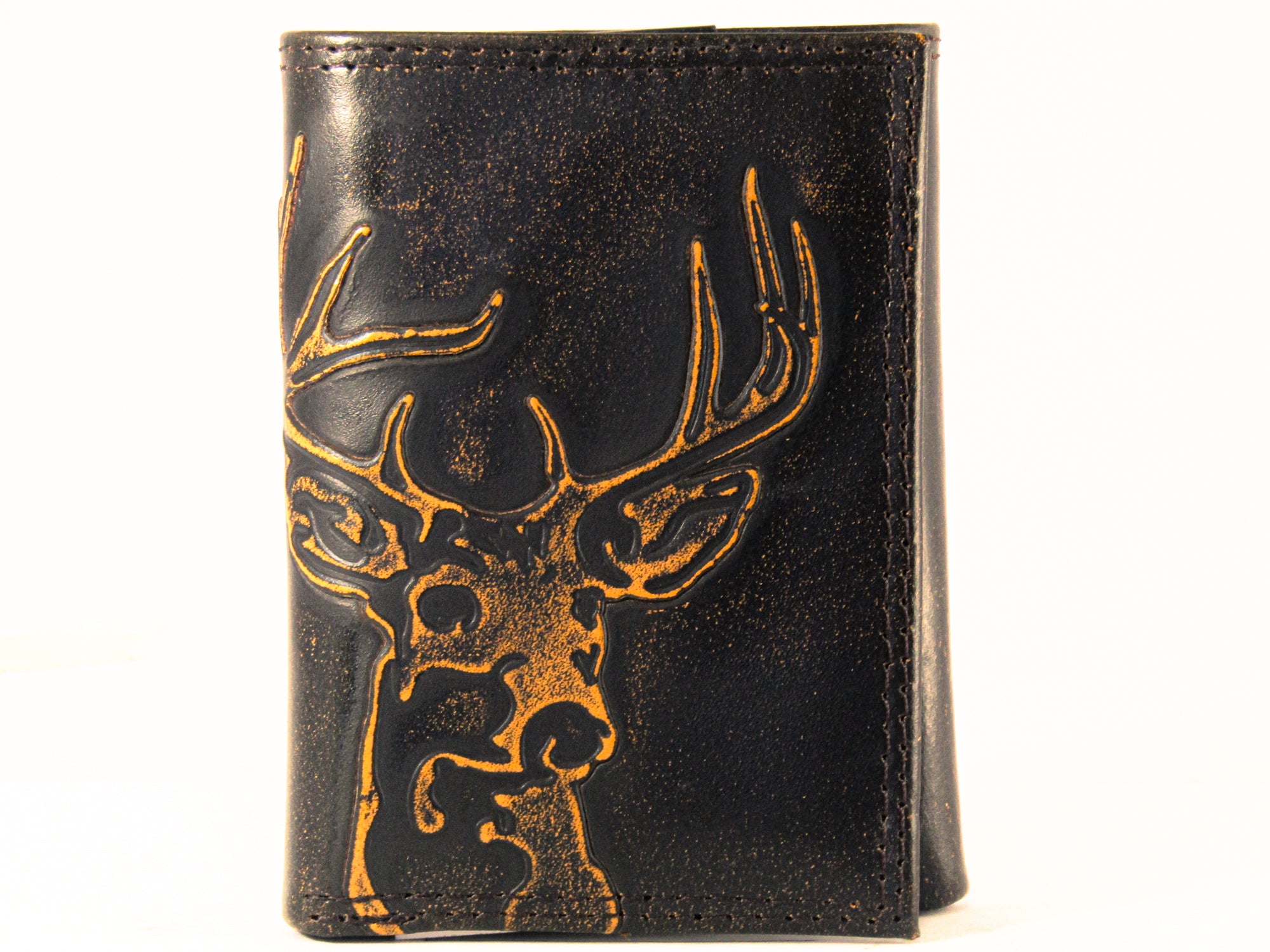 Buck Burnished Leather Trifold Wallet