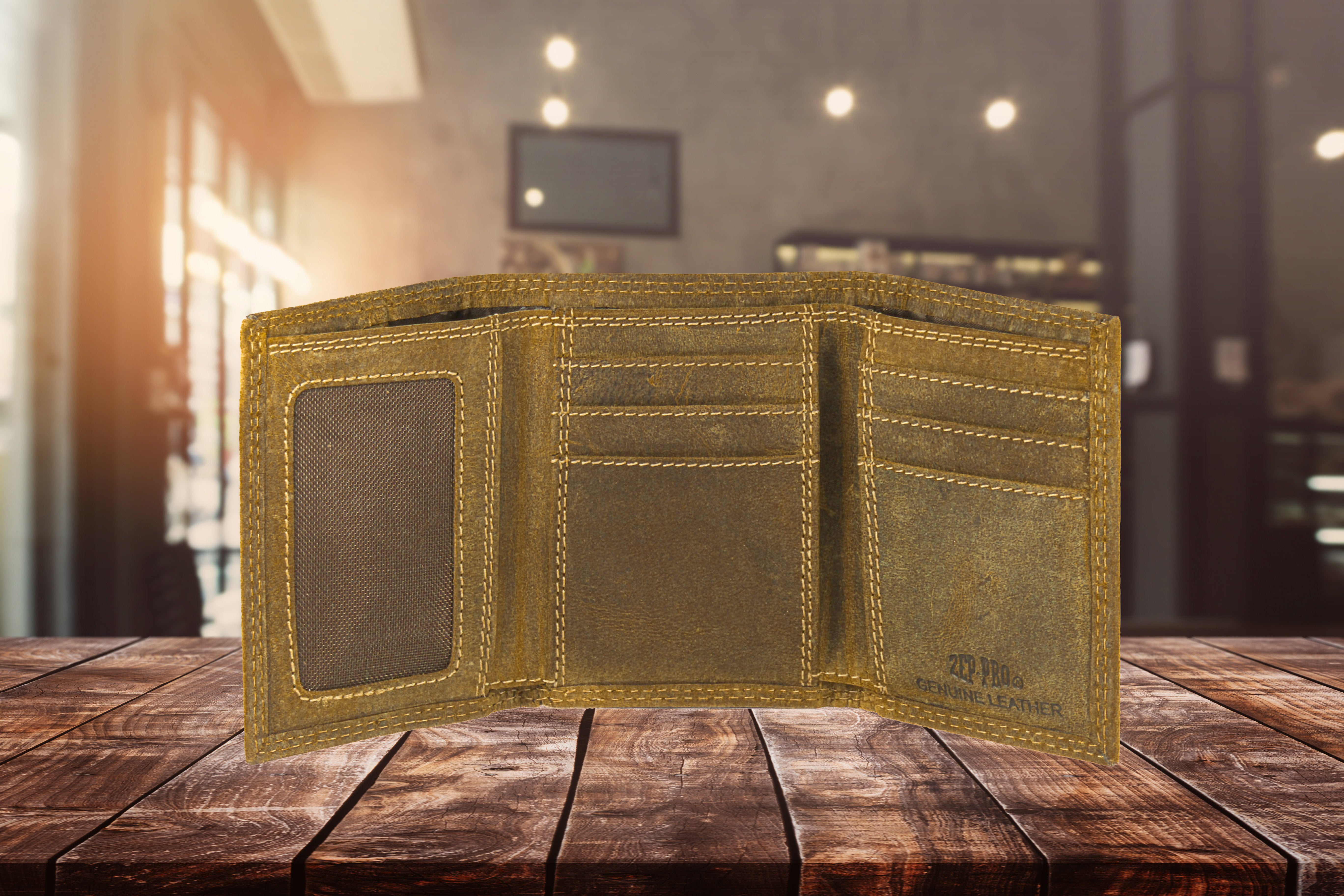 Texas Longhorns Vintage Tan Leather Trifold Wallet