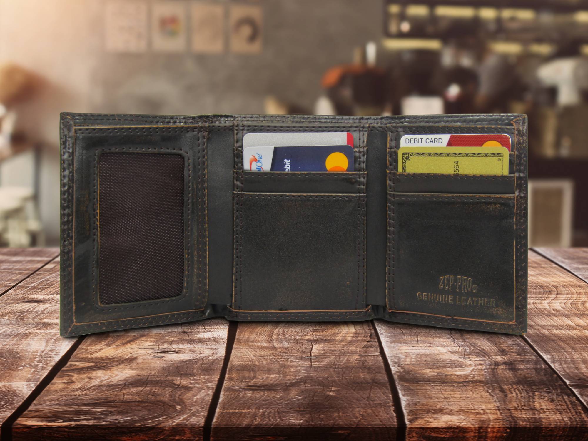 Bass Burnished Leather Trifold Wallet