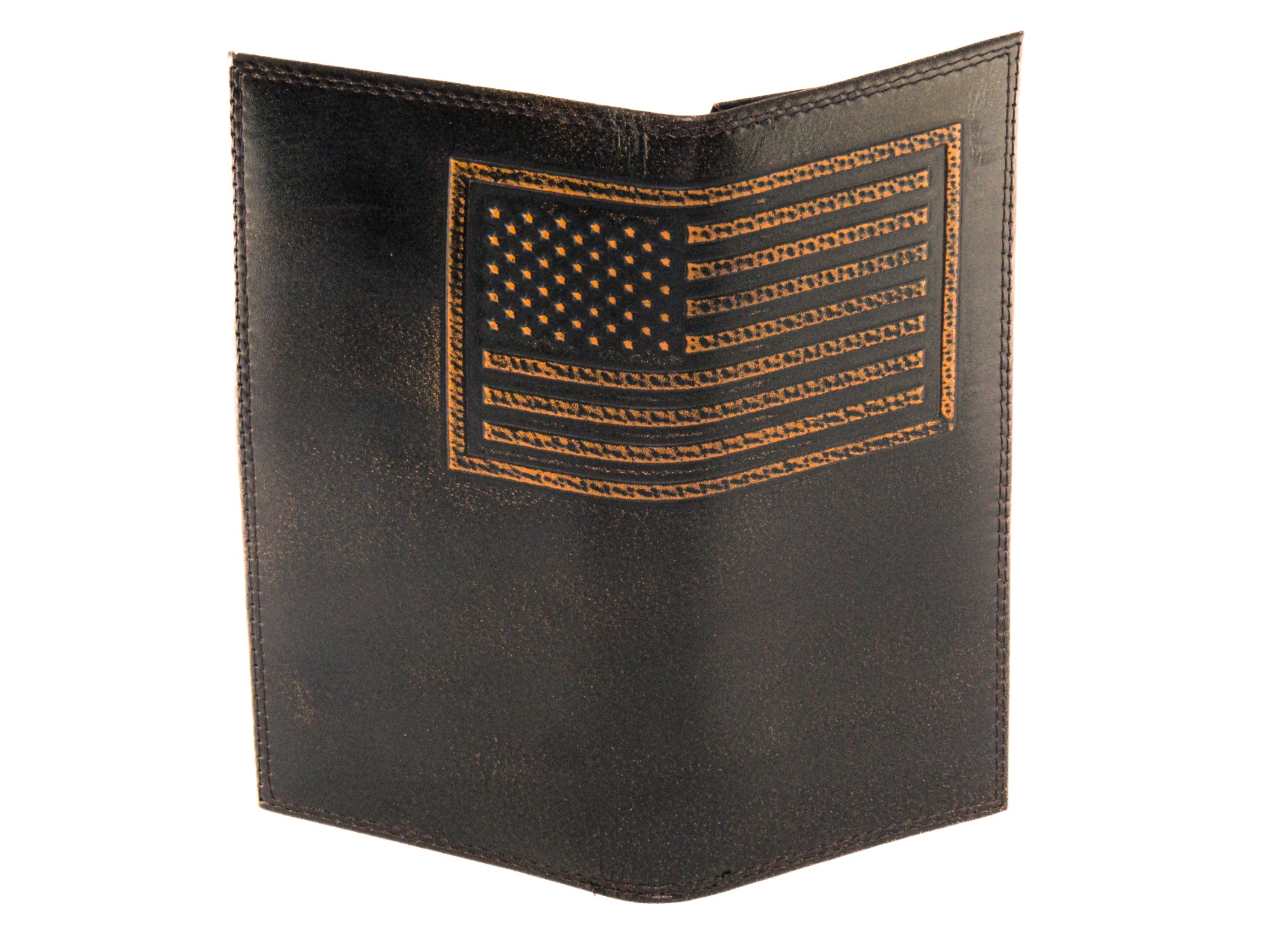 American Flag Burnished Leather Secretary Wallet