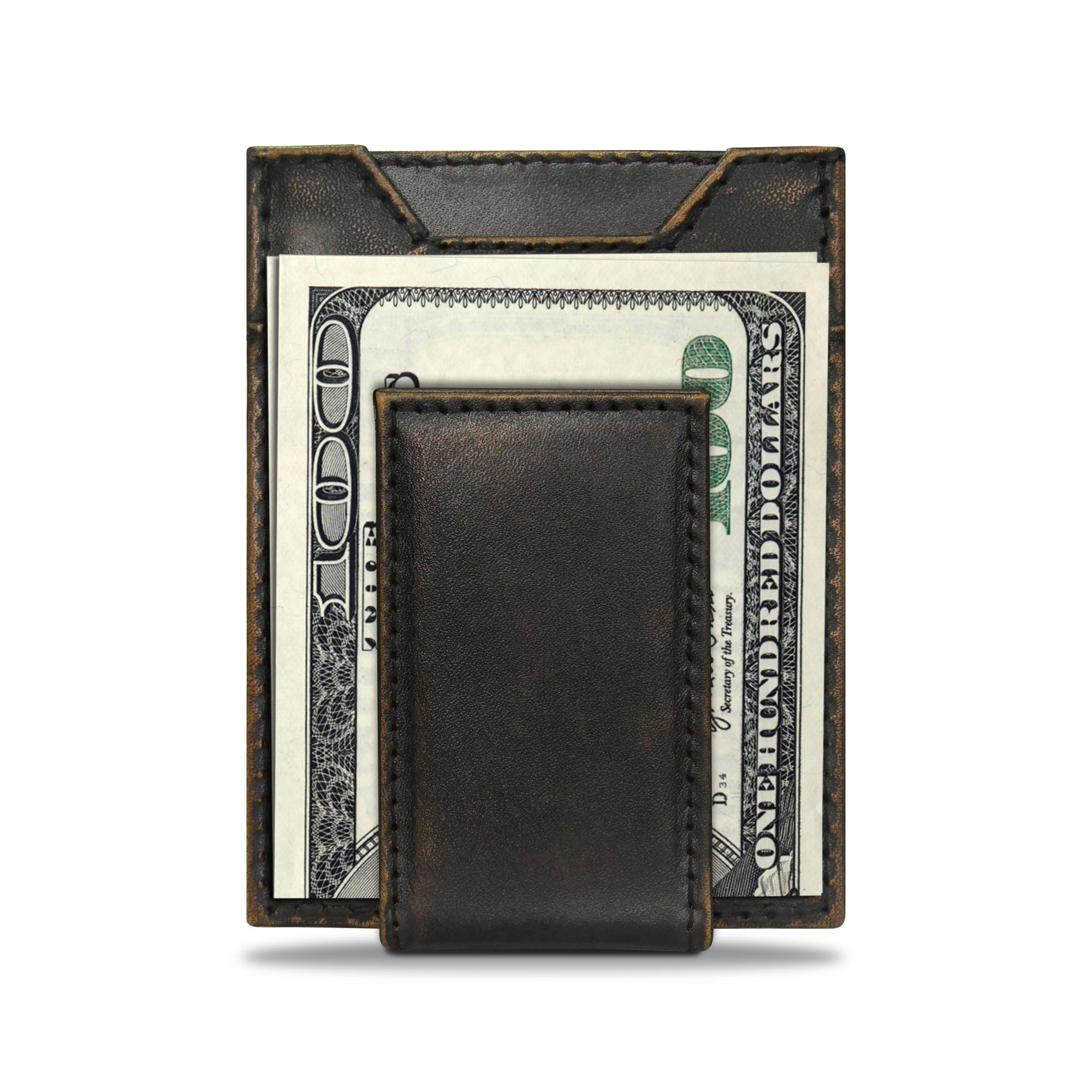 Buck Burnished Leather Magnetic Front Pocket Wallet