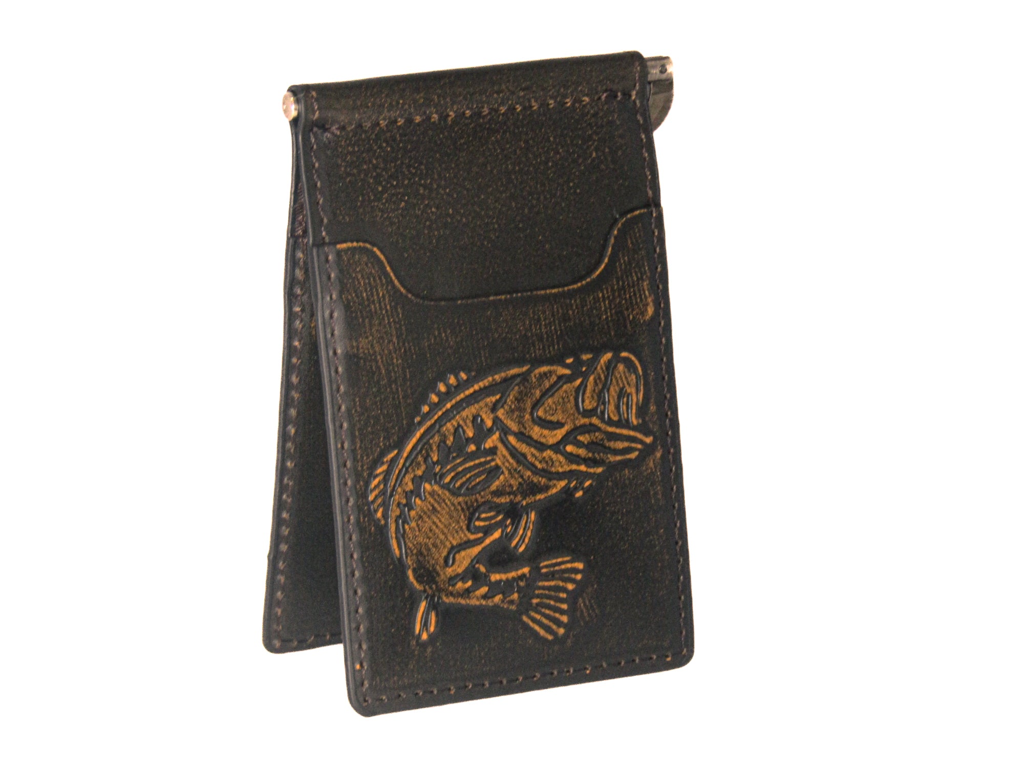 Bass Burnished Leather Front Pocket Clip Wallet