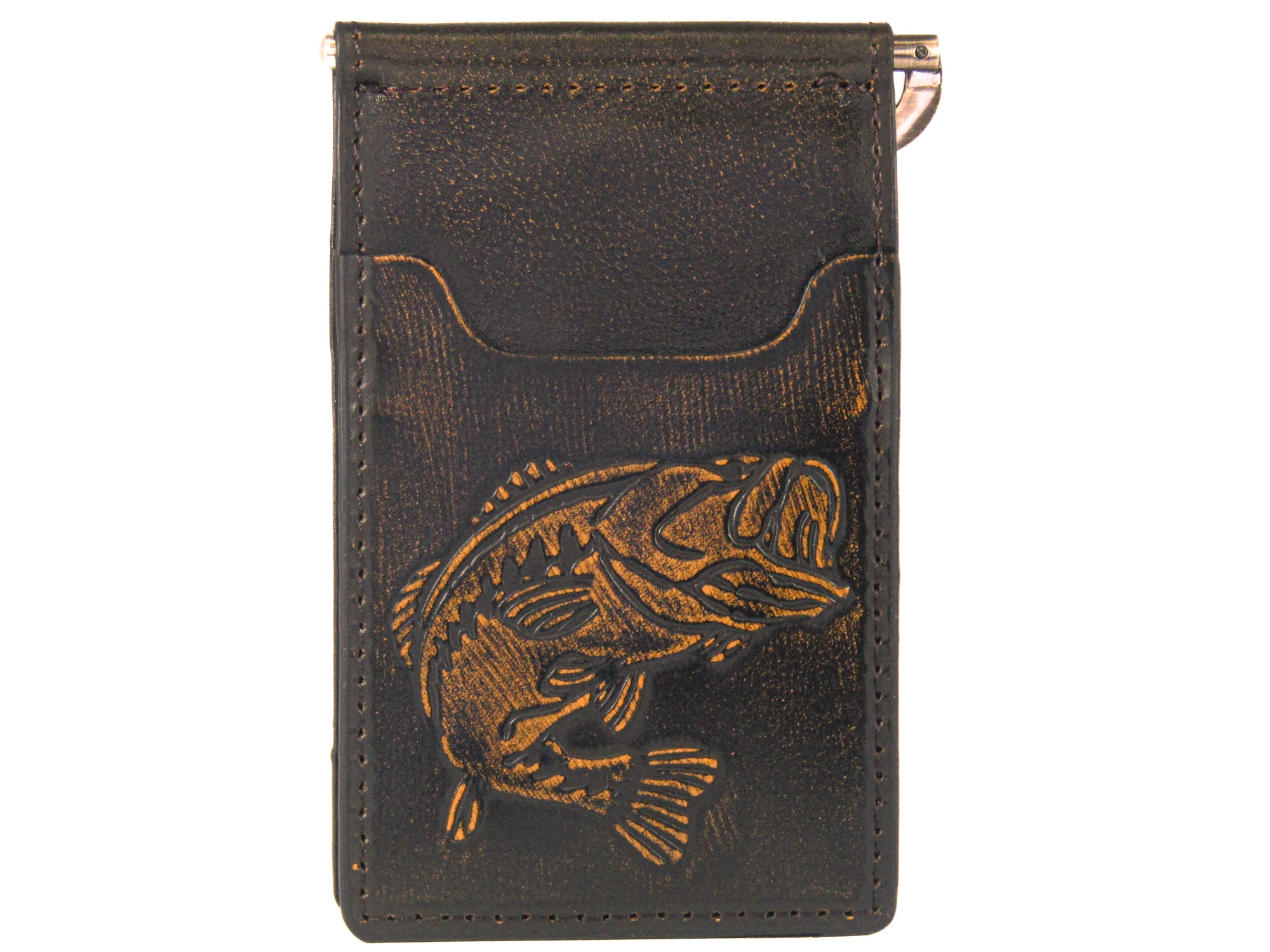 Bass Burnished Leather Front Pocket Clip Wallet