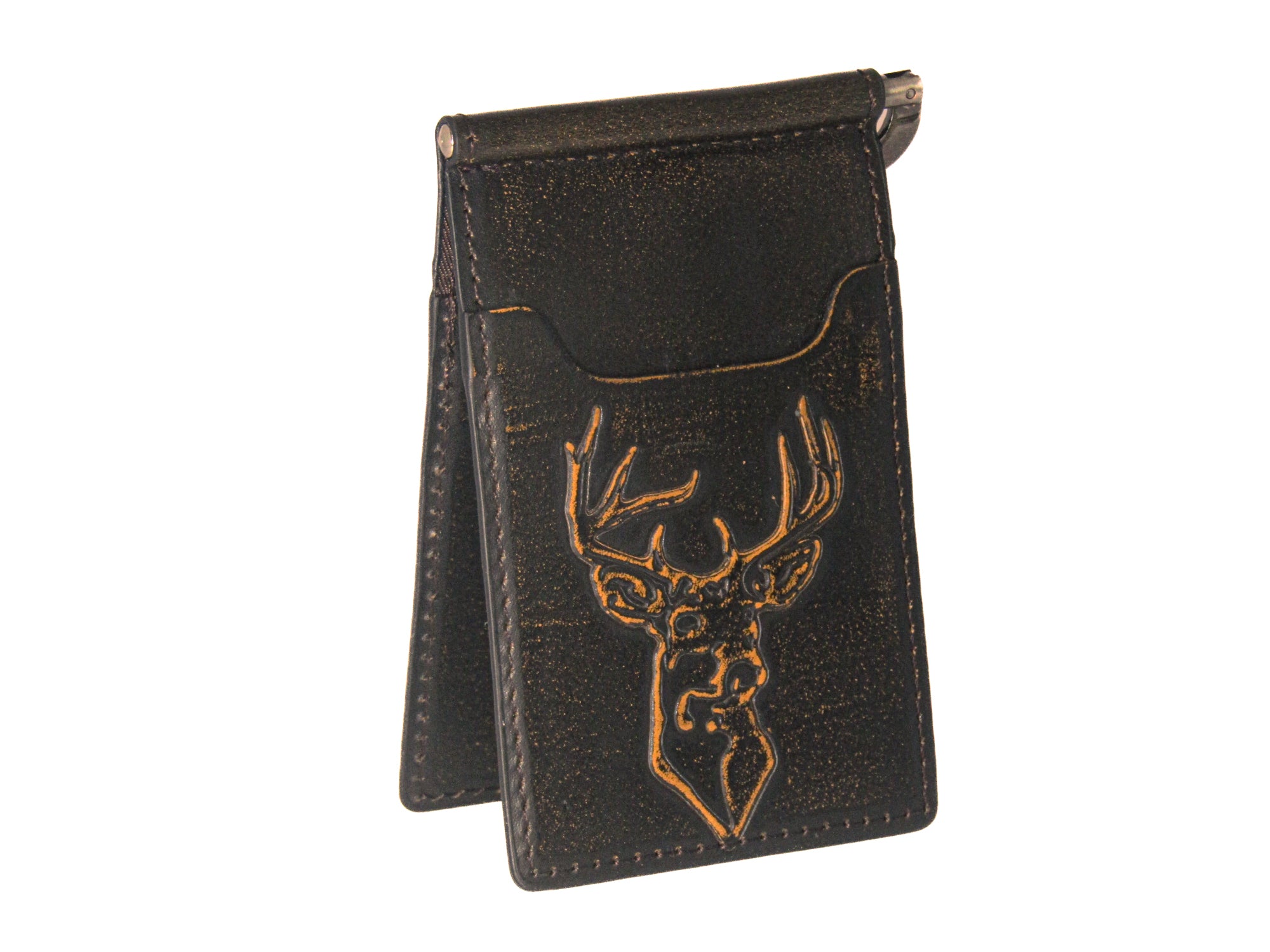 Buck Burnished Leather Front Pocket Clip Wallet