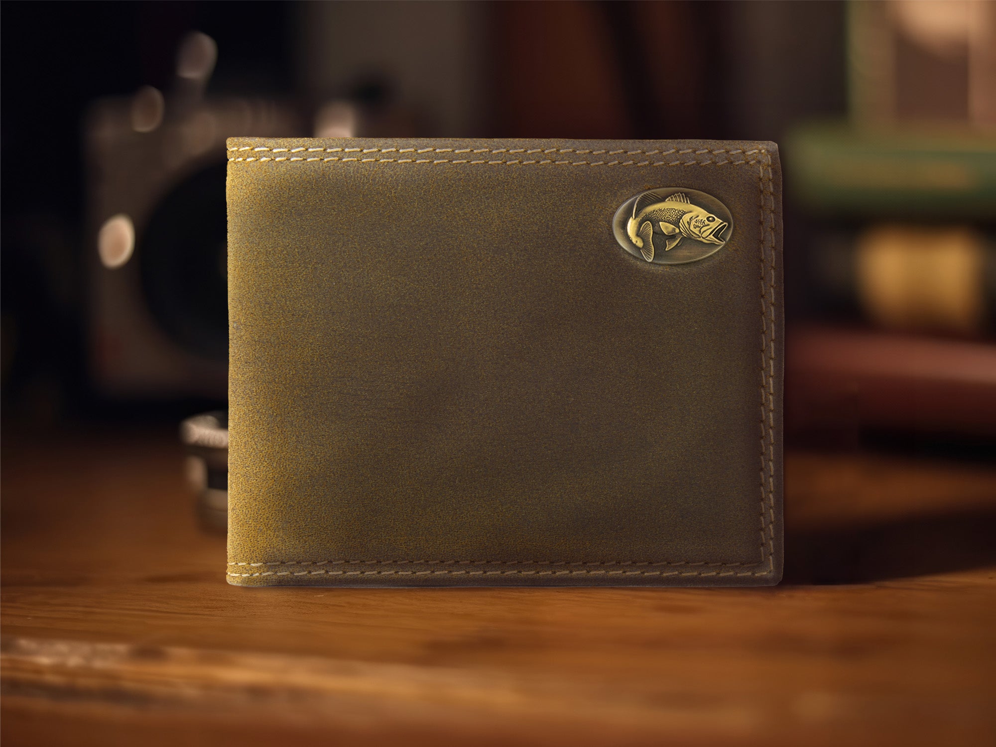 Bass Vintage Tan Leather Bifold Wallet