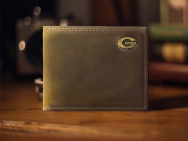 Georgia Bulldogs Vintage Tan Leather Bifold Wallet