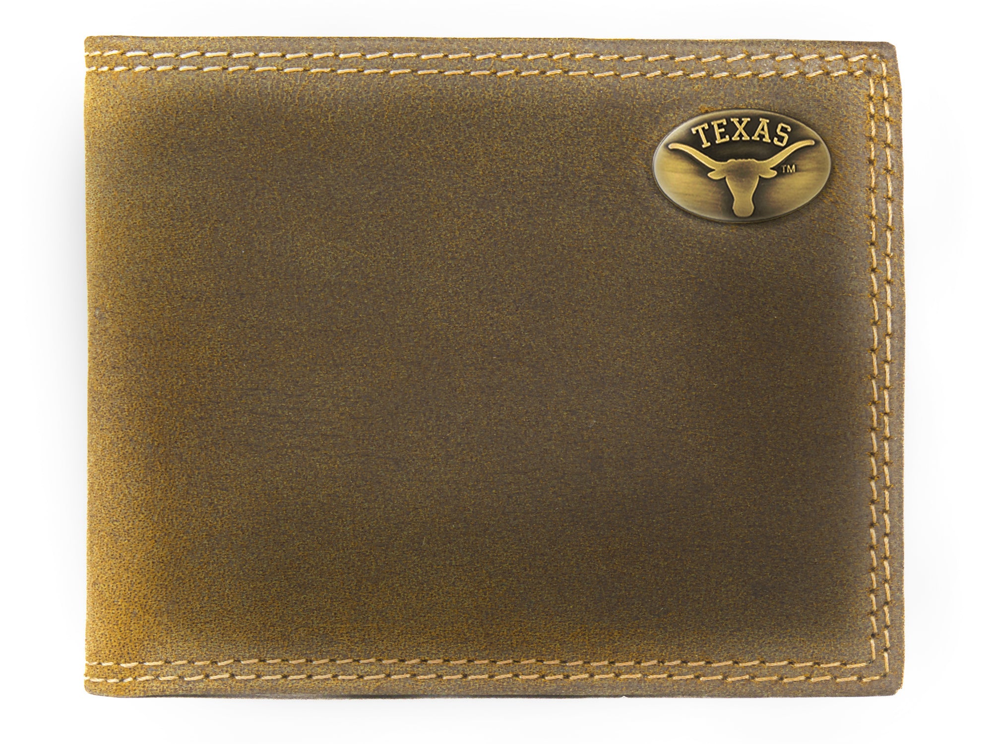 Texas Longhorns Vintage Tan Leather Bifold Wallet